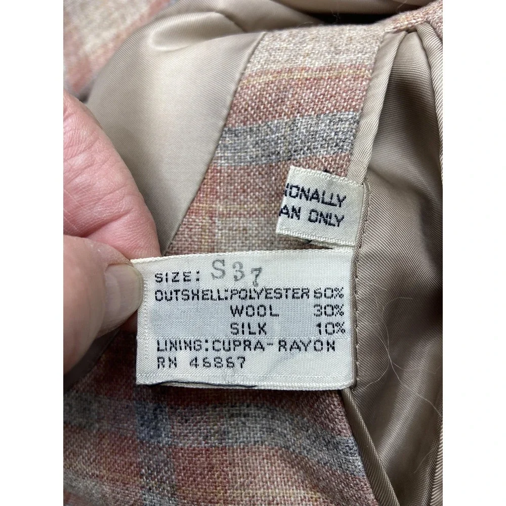 Rogers Peet Blazer Mens Small‎ S37 Plaid Wool Silk Blend Sport Coat